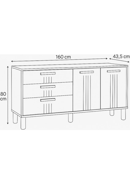 Dia Konsol 2 Kapaklı 3 Çekmeceli Beyaz Krem 160x80x43,5 Cm fırsatları