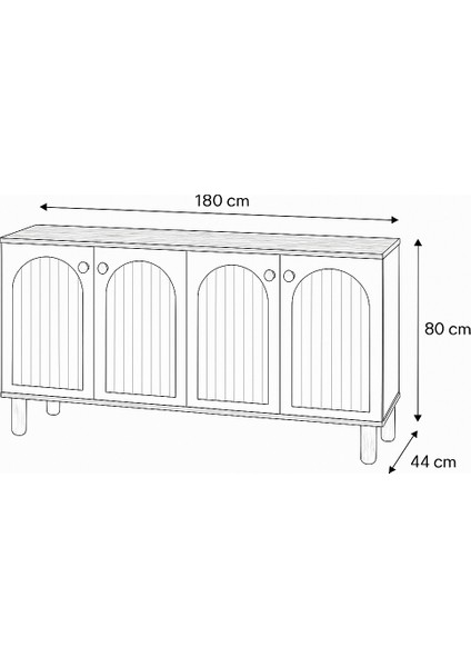 Lidya Konsol 4 Kapaklı Beyaz Krem Ahşap Görünümlü Ayaklı 180x80x44 Cm fırsatları