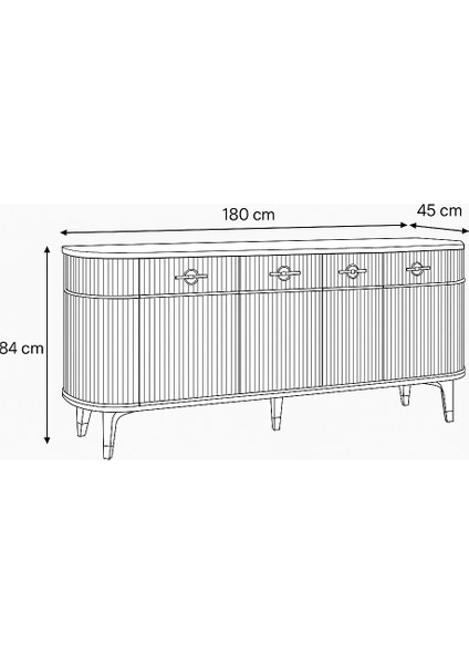 Maya Cappuccino Gold Lüks Konsol 4 Kapaklı Şerit Detaylı Metal Ayaklı Tasarım 180x45x84 Cm fırsatları