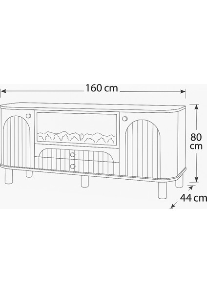 Lidya Şömineli Konsol 2 Kapaklı 2 Çekmeceli Atlantik Çam Krem Alev Efektli 160x80x44 Cm fırsatları