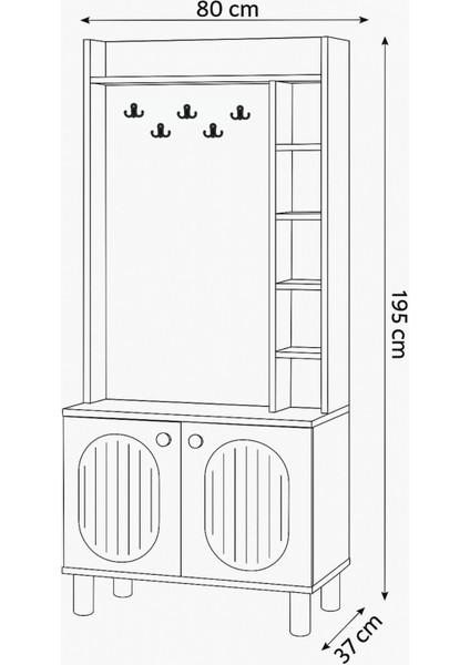 Lidya Portmanto Askılıklı Dolap Atlantik Çam Beyaz Ayakkabılık 80x37x195 cm modelleri