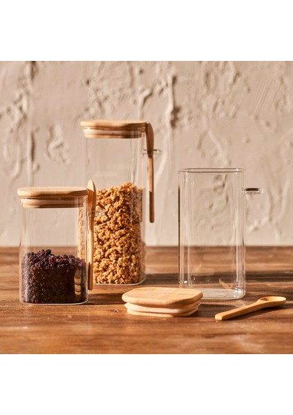 Alice Bambu Kapaklı 3'lü Kavanoz Seti Naturel (1000 Cc) fırsatları