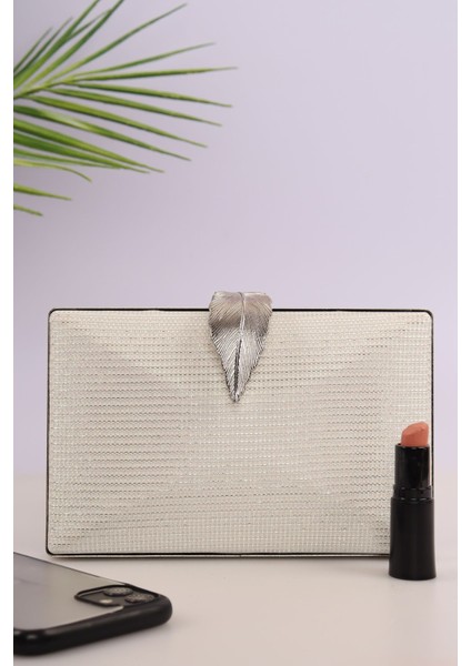 713 Çizgili Çupra Yaprak Bukle Abiye Çanta | Modern Tasarım El Çantası fiyatları