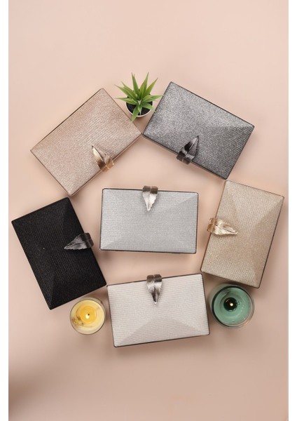 713 Çizgili Çupra Yaprak Bukle Abiye Çanta | Modern Tasarım El Çantası modelleri