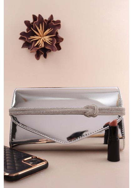 117 Ayna Düğmeli Zarif Mektup Abiye Çanta