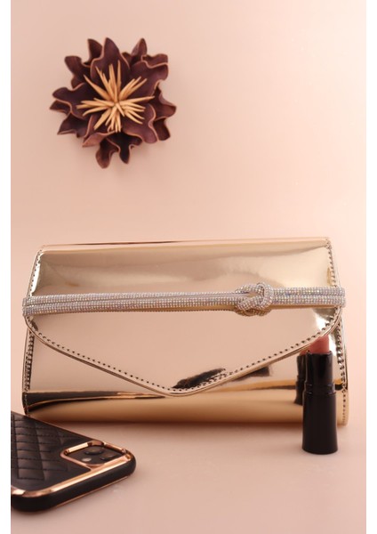 117 Ayna Düğmeli Zarif Mektup Abiye Çanta