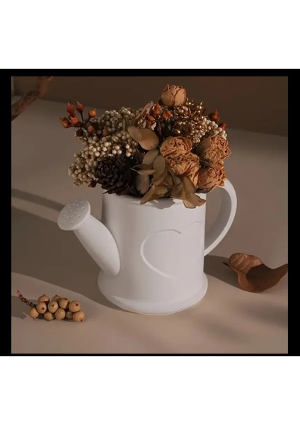 Kalp Detaylı Sulama Canı Saksı – El Yapımı Taş Tozu Dekoratif Vazo – Dried Flower Için Modern Vazo 13X10 cm