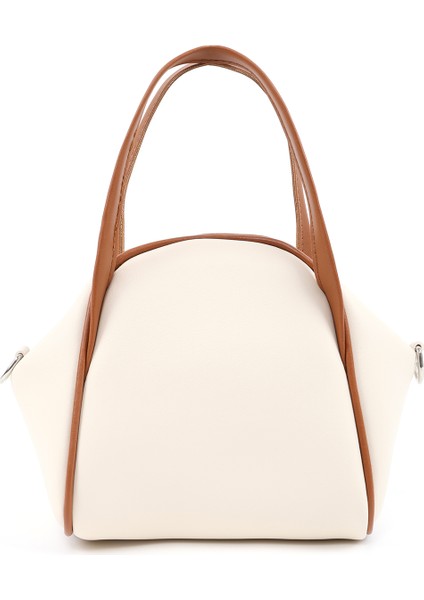 Krem - Taba SHK132 Suni Deri, Fermuarlı Tek Bölmeli, Çıtçıt Detaylı ,el, Kol ve Omuz Çantası modelleri