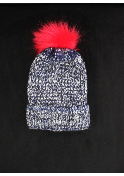 Örgü Ponponlu Bere Lacivert