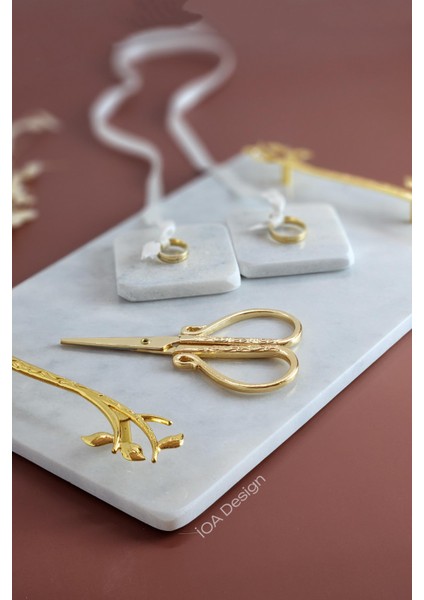 Akasya - Gerçek Ince Mermer Söz/nişan Tepsisi (32X20 Cm) + Makas + 2 Adet Çıkarılabilir Yüzüklük fiyatları
