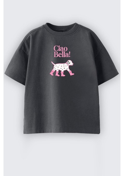 Kız Çocuk Köpek Baskılı Pamuklu T-Shirt