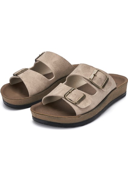 Günlük Kadın - Erkek Çift Tokalı Bantlı Desenli Mantar Taban Terlik 245 - 77734 - 34132 fiyatları