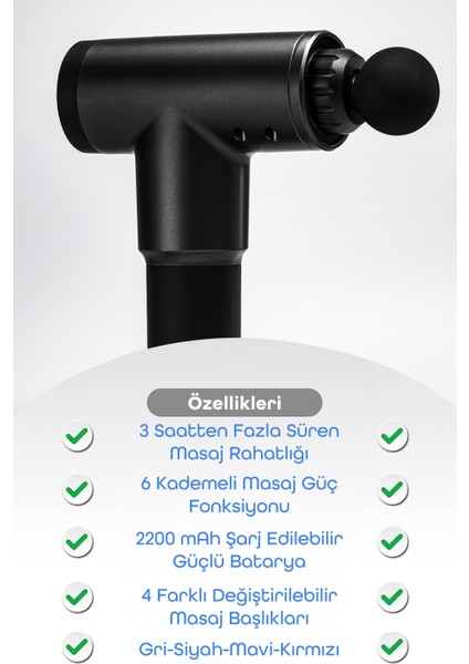 6 Kademeli Masaj Tabancası Sporcu Masaj Aleti 4 Başlıklı Titreşimli Kas Masaj Cihazı Siyah H320 fırsatları