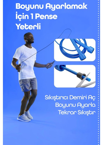 Basic Atlama Ipi Uzunluk Ayarlanabilir Atlama Sekme Ipi Jump Rope Mavi 515 fiyatları