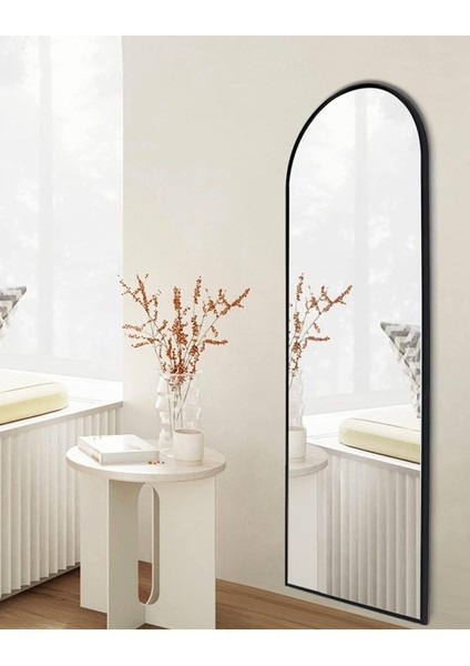 Oval Boy Aynası, Siyah Metal Çerçeve, 65X180 Cm, Modern ve Şık Tasarım fırsatları