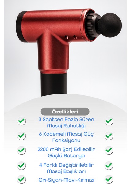 6 Kademeli Masaj Tabancası Sporcu Masaj Aleti 4 Başlıklı Titreşimli Kas Masaj Cihazı Kırmızı H320 fırsatları