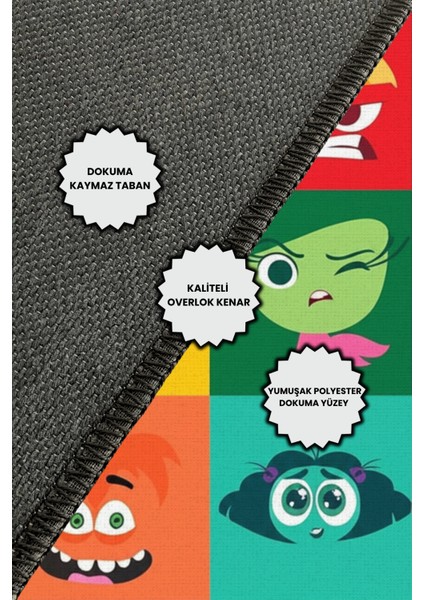 Duygular Figürlü Halı Dijital Baskılı Dokuma Kaymaz Tabanlı Yıkanabilir Antialerjik Evcil Hayvan Dostu Oyun Halısı