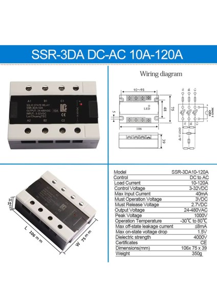 SSR-3DA40A 3-32VDC Solid 3 Fazlı Katı Hal Rölesi fiyatları