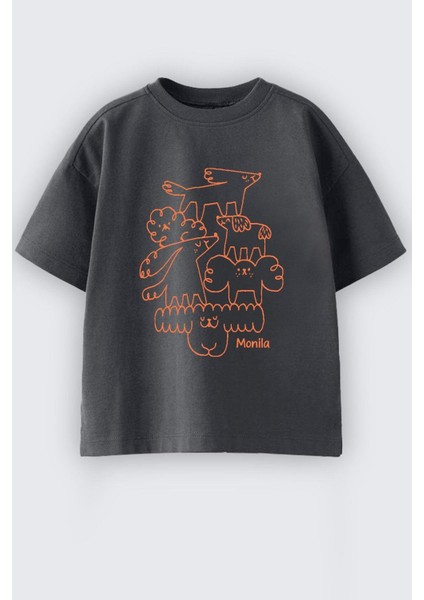 Erkek Çocuk Yazı Baskılı Pamuklu T-Shirt