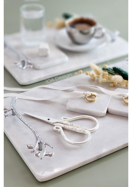 Söz / Nişan Seti No.15 - Nişan Tepsisi + Damat Kahvesi Tepsisi + Aksesuarlar - Akasya Gümüş Kulp modelleri