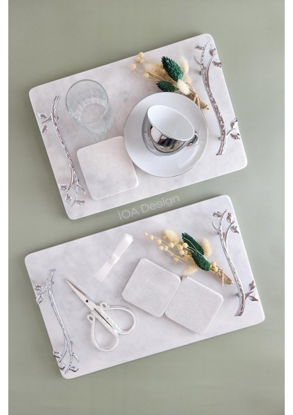 Söz / Nişan Seti No.15 - Nişan Tepsisi + Damat Kahvesi Tepsisi + Aksesuarlar - Akasya Gümüş Kulp indirimleri