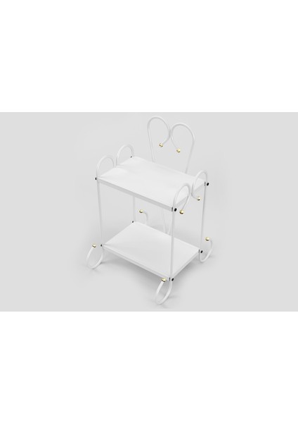 Bergama Sehpa Retro Ferforje Metal Komodin Beyaz indirimleri