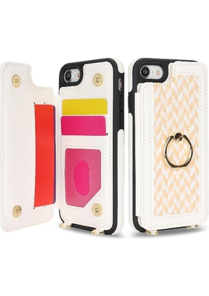 IPhone 7 / 8 Rfıd Engelleme Cüzdan Crossbody Kayış Halka Tutucu (Yurt Dışından)