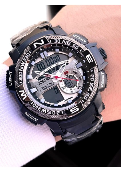 Çelik Kordon Dijital ve Analog 2 Yıl Garantili 3 Atm Suya Dayanıklı Erkek Kol Saati JOE1.LC04