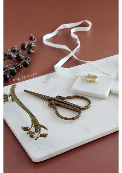 Akasya - Gerçek Ince Mermer Söz/nişan Tepsisi (32X20 Cm) Makas 2 Adet Çıkarılabilir Yüzüklük fırsatları