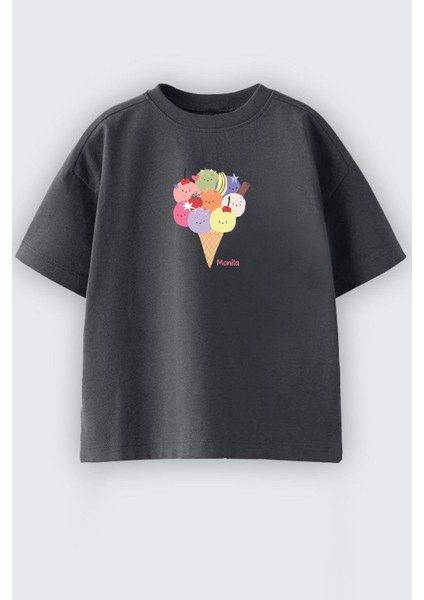 Kız Çocuk Dondurma Baskılı Pamuklu T-Shirt