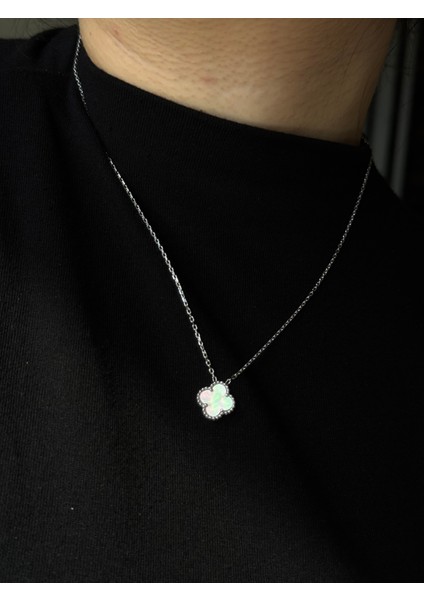 925 Ayar Gümüş 10 mm Yonca Cleef Model Kolye