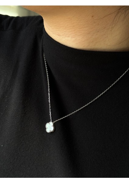 925 Ayar Gümüş 10 mm Yonca Cleef Model Kolye modelleri