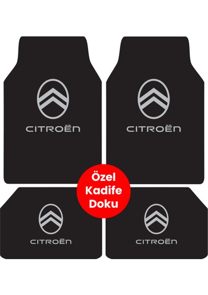 Yıkanabilir Kumaş ve Taban Kalın Pvc Citroen Uyumlu Oto Paspas Seti 3,4kg Kalınlık 0,5cm