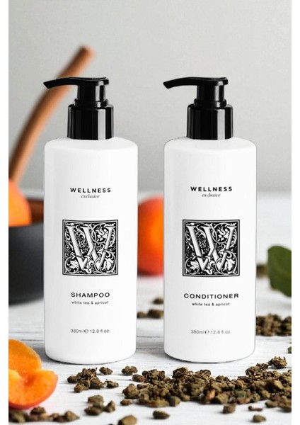 White Tea & Apricot Shampoo 380 ml + Conditioner 380 ml modelleri