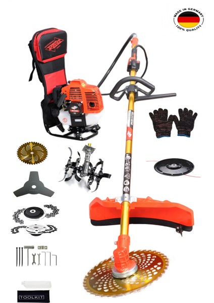 Pro Alman Benzinli Sırt Tırpan Ot Çalı Biçme Akrep Akrobat Çapalamalı