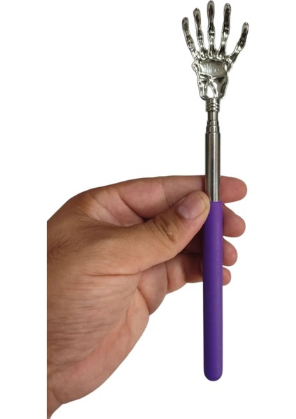 Teleskopik Sırt Kaşıyıcı 21-57 cm Masaj Aparatı Silikon Tutma Metal Parmak Başlık Masaj Aleti