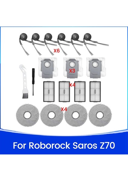 Saros Z70 Elektrikli Süpürge Aksesuarları Seti Yan Fırça Hepa Filtre Paspas Bezi Toz Torbaları (Yurt Dışından) fiyatları
