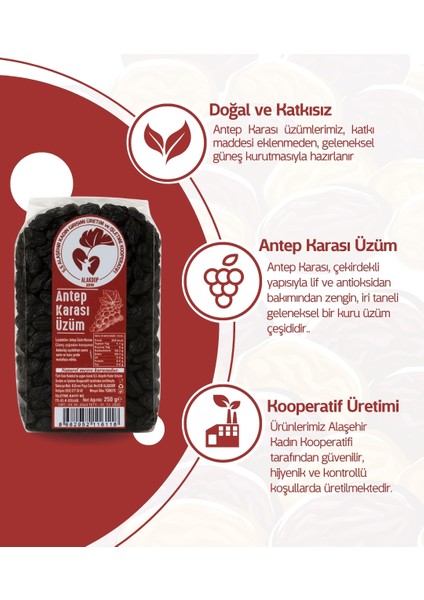Antep Karası (Çekirdekli) Siyah Kuru Üzüm 250 gr modelleri