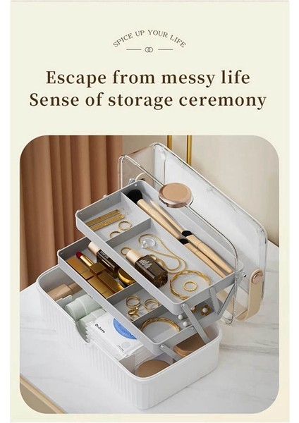 Kozmetik Saklama Kutusu Büyük Kapasiteli Plastik Masaüstü Saklama Kutusu Toz Geçirmez Ruj Kapaklı Ekstra Saklama Kutusu, Beyaz (Yurt Dışından) fırsatları