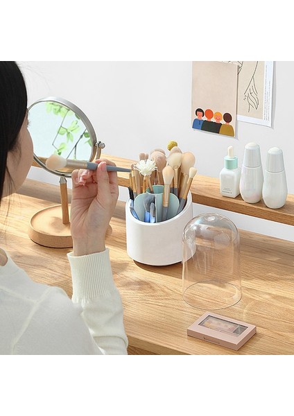Döndürülebilir Makyaj Fırçası Saklama Kovası, Şifonyer, Kapaklı Toz Geçirmez, Kalemlik, Büyük Kapasiteli Saklama Kutusu 13X24 cm (Yurt Dışından) modelleri