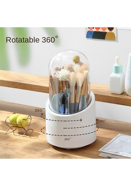 Döndürülebilir Makyaj Fırçası Saklama Kovası, Şifonyer, Kapaklı Toz Geçirmez, Kalemlik, Büyük Kapasiteli Saklama Kutusu 13X24 cm (Yurt Dışından) fırsatları