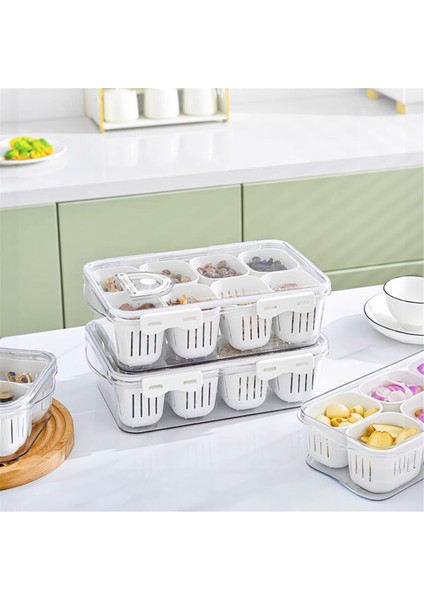 Kapaklı Bölmeli Yemek Servis Tepsisi, 6 Bölmeli Istiflenebilir Atıştırmalık Kutusu, Buzdolabı Için Meyve ve Sebze Saklama Kabı (Yurt Dışından) modelleri