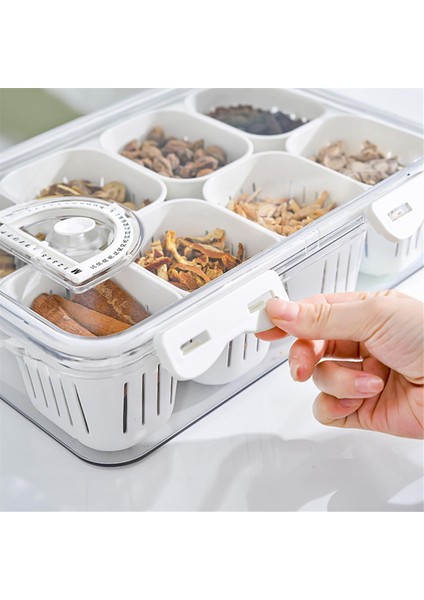 Kapaklı Bölmeli Yemek Servis Tepsisi, 6 Bölmeli Istiflenebilir Atıştırmalık Kutusu, Buzdolabı Için Meyve ve Sebze Saklama Kabı (Yurt Dışından) fırsatları