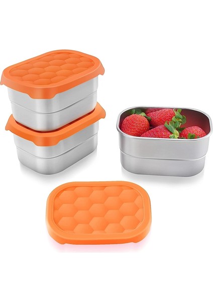 Çocuklar Için Paslanmaz Çelik Atıştırmalık Kapları Kolay Açılır Sızdırmaz Küçük Gıda Kapları Silikon Kapaklı Öğle Yemeği Kutusu 3 Adet (Yurt Dışından) fiyatları