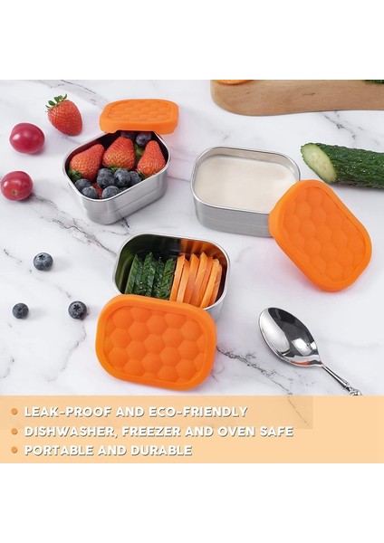 Çocuklar Için Paslanmaz Çelik Atıştırmalık Kapları Kolay Açılır Sızdırmaz Küçük Gıda Kapları Silikon Kapaklı Öğle Yemeği Kutusu 3 Adet (Yurt Dışından) fırsatları