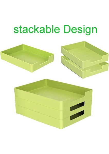 Mektup Boyutunda Tepsi, A4 Plastik Kağıt Tutucu Dosya Düzenleyici, Ofis, Okul ve Ev Depolaması Için Istiflenebilir Mektup Tepsisi Yeşil (Yurt Dışından) indirimleri