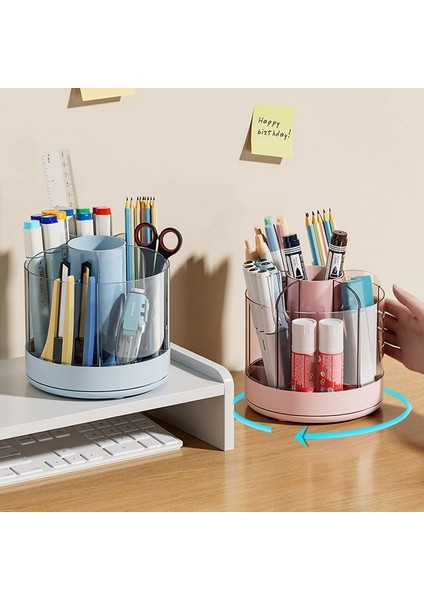 Döner Kalem Düzenleyici 6 Bölmeli 360° Döner Tabla Çıkarılabilir Kozmetik Saklama Kutusu Yuvarlak Döner Makyaj Fırçası, A (Yurt Dışından) indirimleri