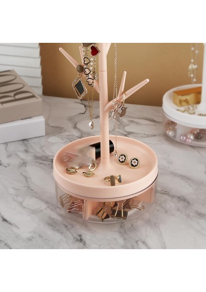 Döndürülebilir Tabanlı ve Saklama Kutulu Dal Takı Rafı Ağaç Kulesi Askılı Düzenleyici, Pembe (Yurt Dışından) fırsatları