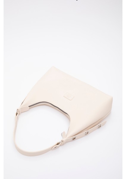 Krem SHK82 Baget Model Tek Bölmeli Kadın Suni Deri Kol ve Omuz Çantası modelleri