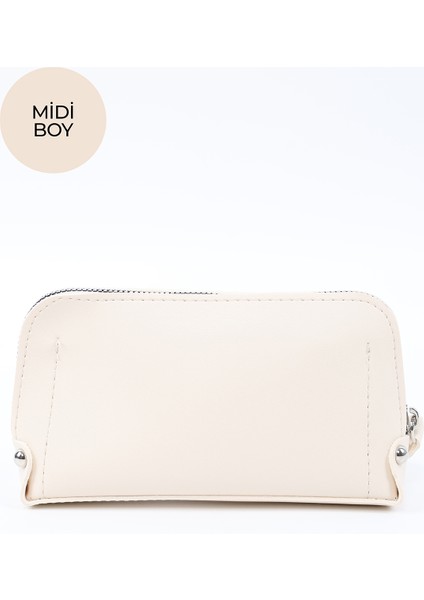 Krem SHK222 Suni Deri, Fermuarlı ,4 Bölmeli ,askılı Telefon Cüzdanı ve El Çantası modelleri